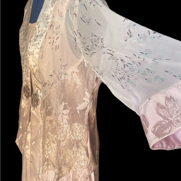 Studio V K   3 piece set. blush pink/ lace  tank top/ skirt/ jacket.  1980 sz M - Picture 5 of 11